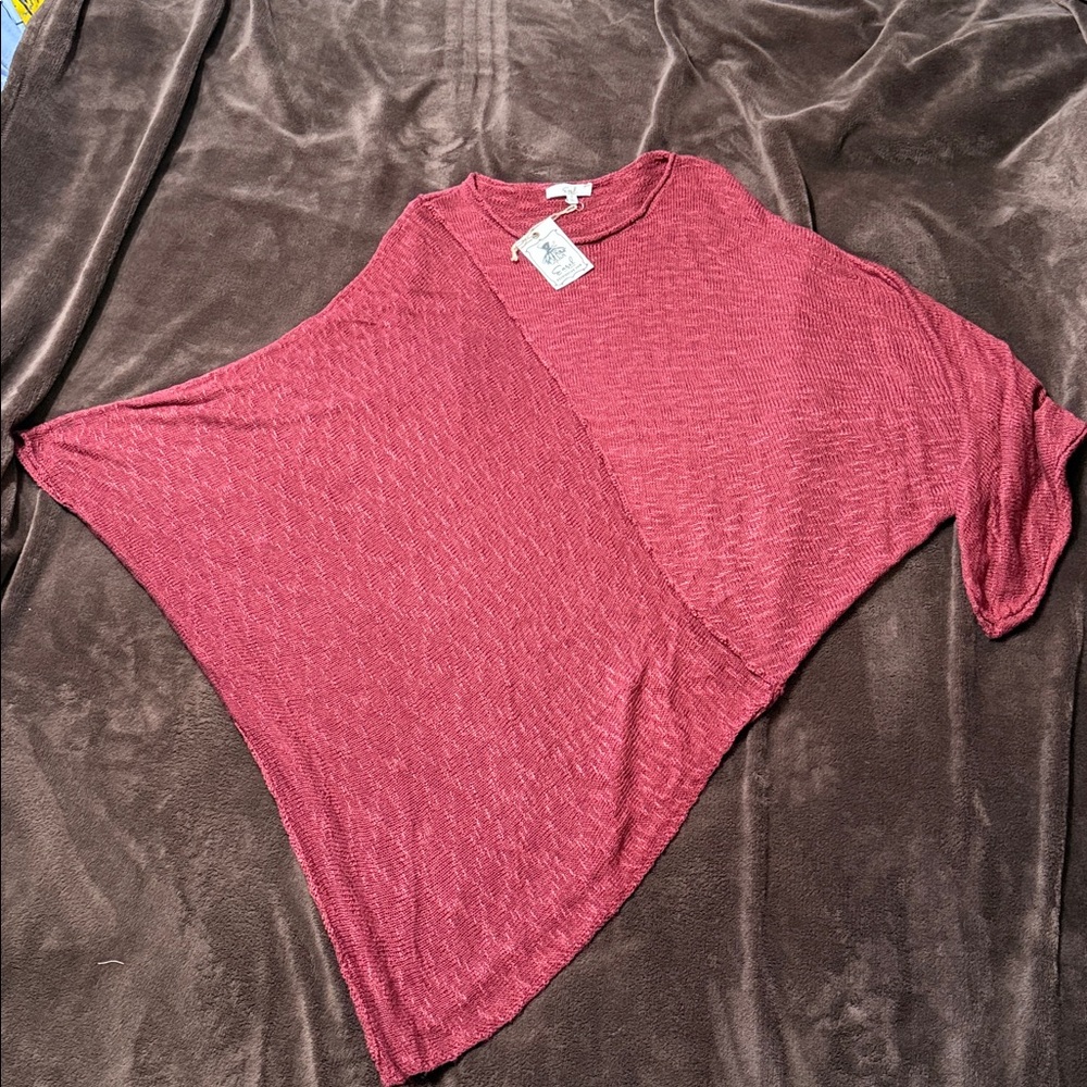 Cranberry Asymmetrical Knit poncho style top